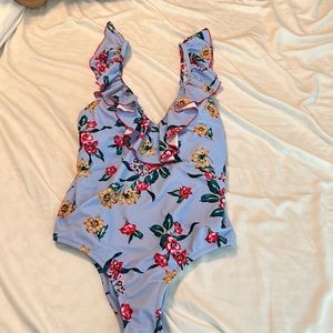 Lilac with flowers one piece swim